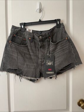 Levi's Black Washed 501 Cutoff Denim Shorts